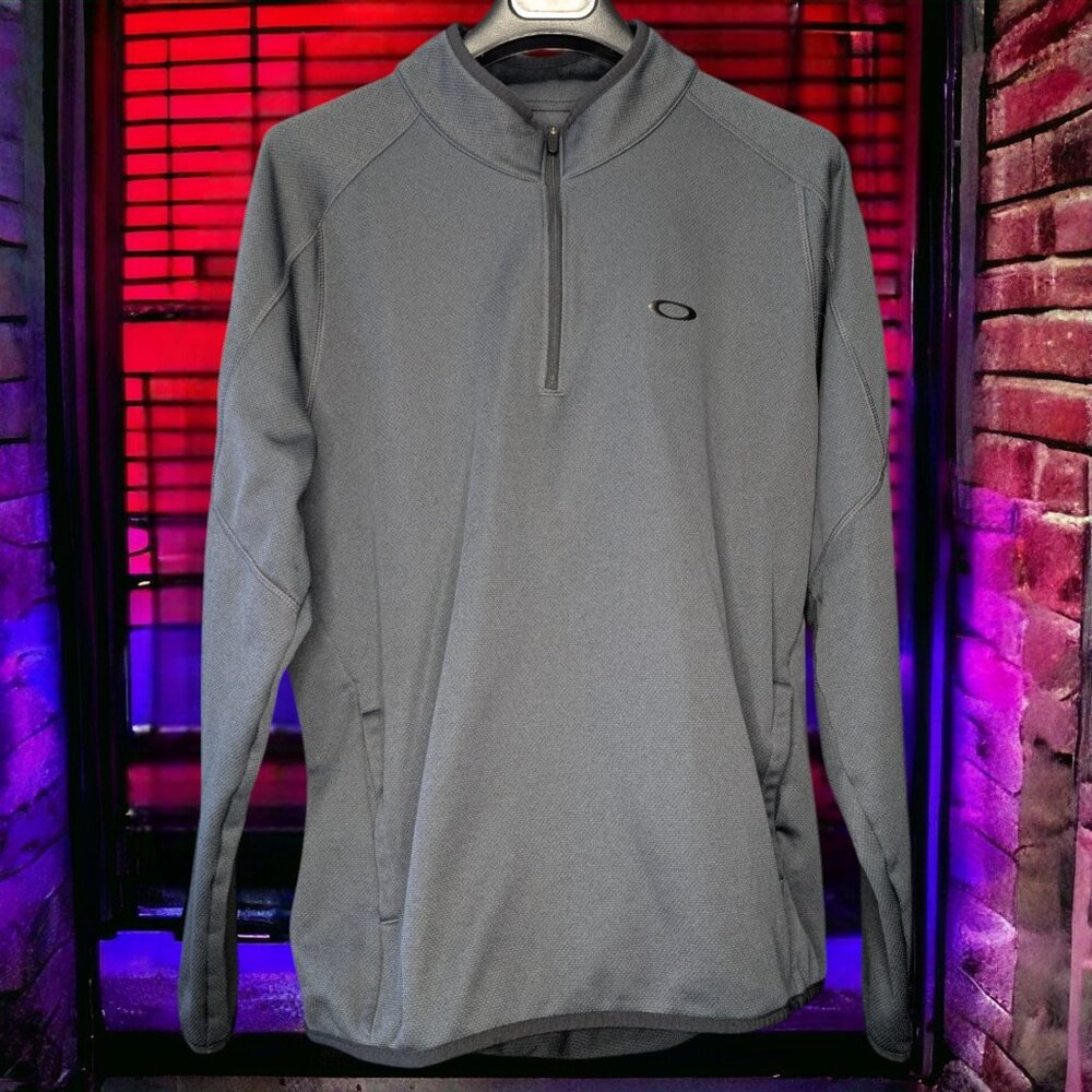 Oakley Men’s 1/4 Zip Pullover M Gray Functional Outerwear Fleece Midlayer Golf